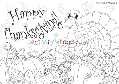 Happy Thanksgiving Colouring Page 3