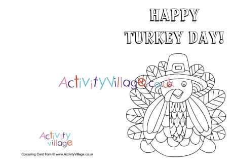 Happy Turkey Day colouring card