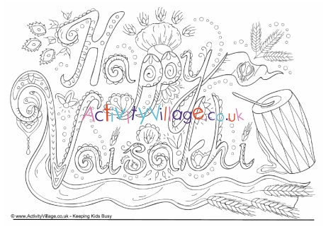 Happy Vaisakhi colouring page