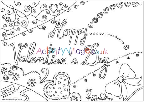 Happy Valentine's Day colouring page