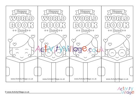 Happy World Book Day colouring bookmarks
