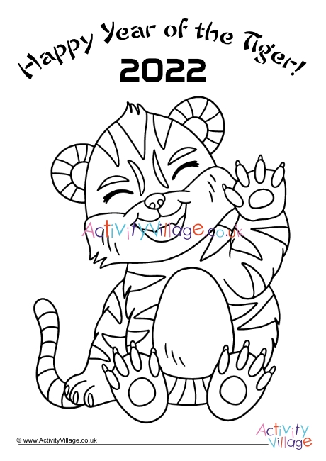 Happy Year of the Tiger colouring page