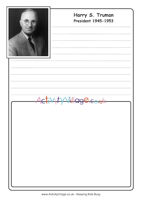 Harry Truman notebooking page