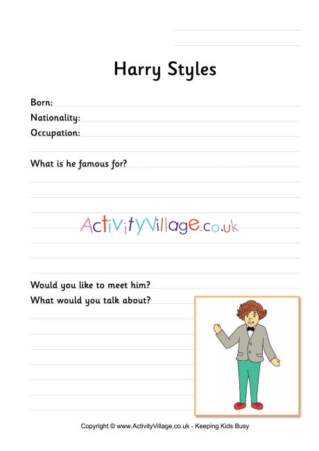 Harry Styles worksheet