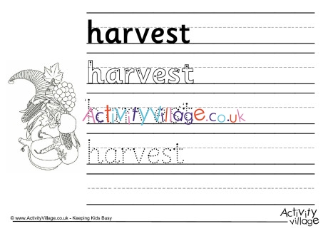 Harvest Handwriting Worksheet