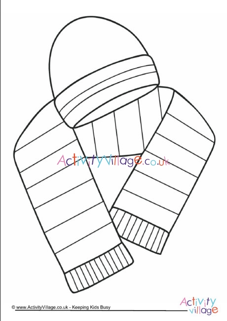 Hat and scarf colouring page