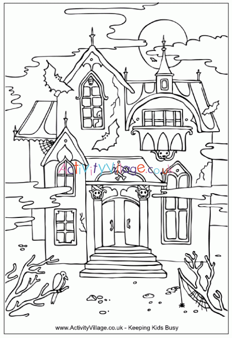 Haunted house colouring page 5