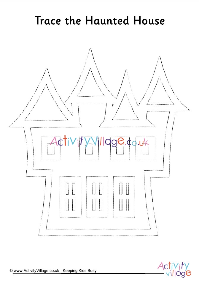 Haunted house tracing page