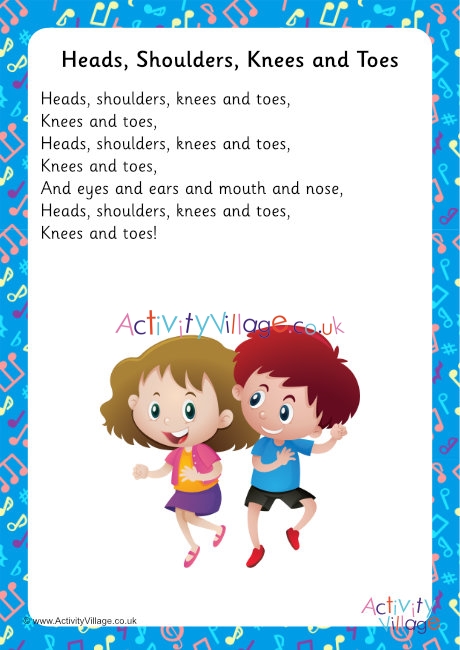 Heads And Shoulders Knees And Toes Song Lyrics Printable