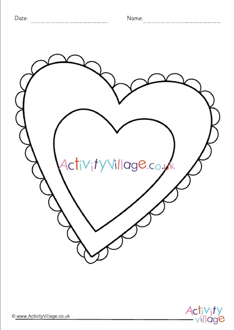 Heart colouring page 2