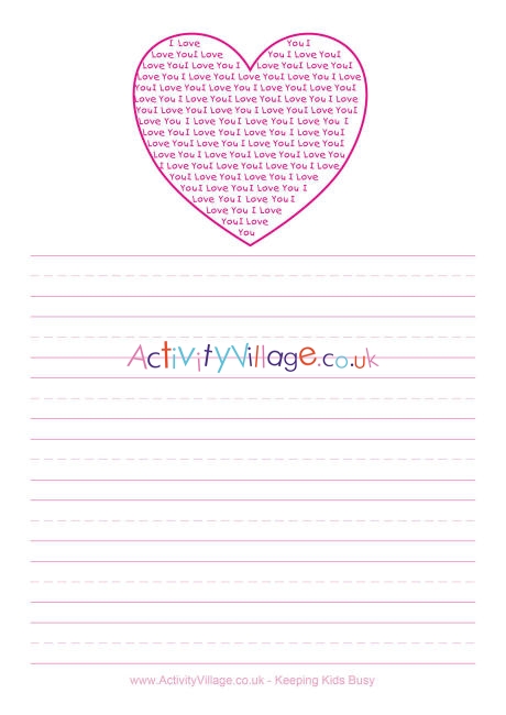 Heart writing paper 