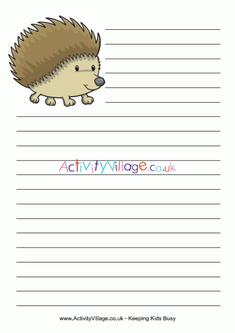 Hedgehog writing paper