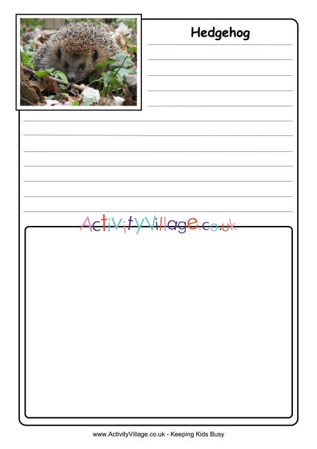 Hedgehog notebooking pages