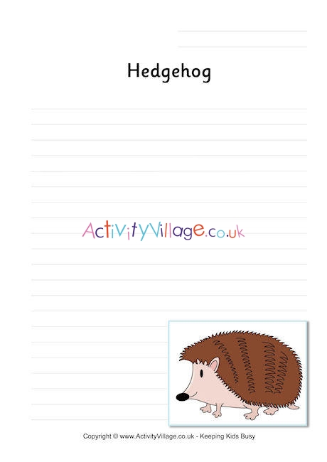 Hedgehog Writing Page