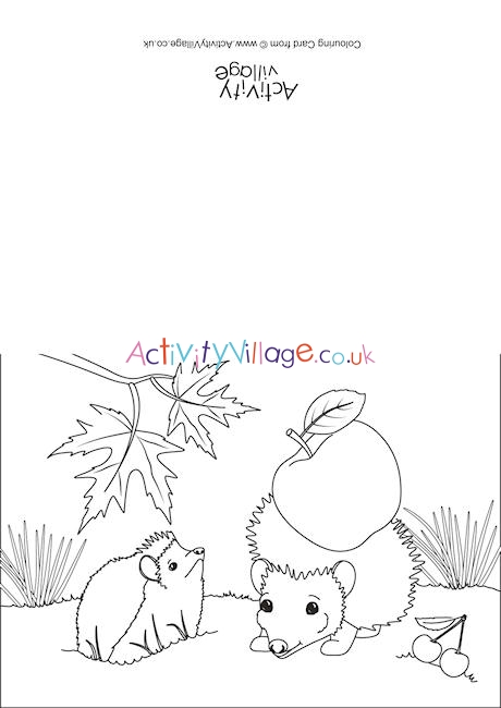 Hedgehogs Scene Colouring Card