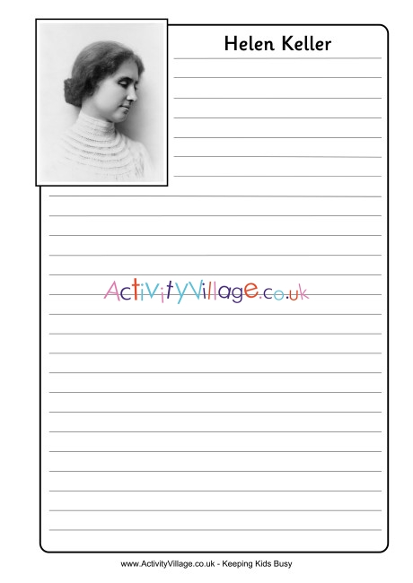 Helen Keller Notebooking Page