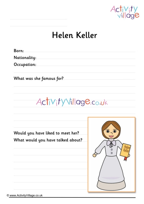 Helen Keller Worksheet