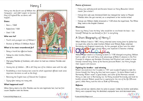 Henry I fact sheet