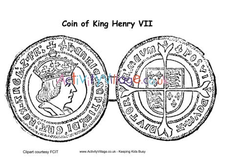 Henry VII coins colouring page