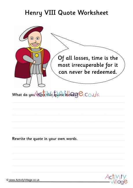 Henry VIII Quote Worksheet