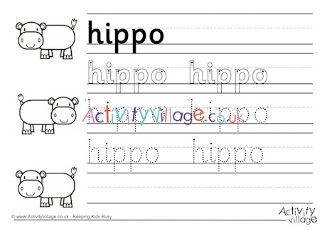 Hippo Handwriting Worksheet