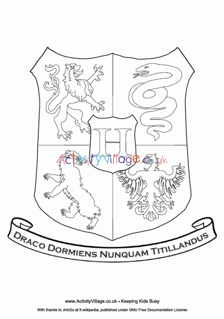 Hogwarts crest colouring page