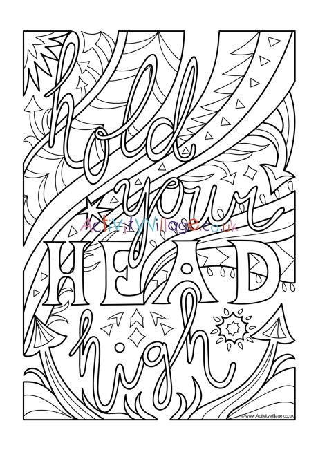 Hold your head high colouring page