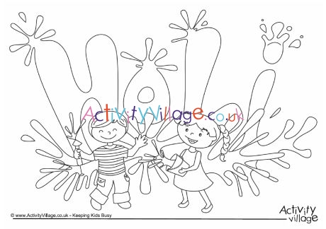 Holi colouring page