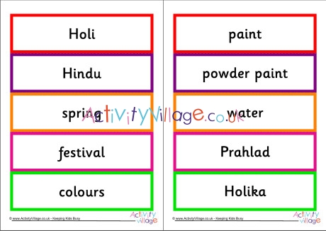 Holi Word Cards