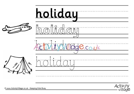 Holiday handwriting worksheet