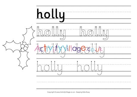 Holly handwriting worksheet