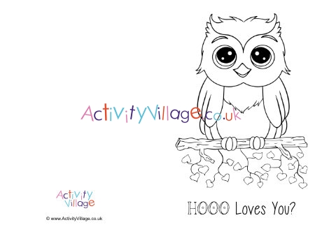 Hoo Loves You colouring card