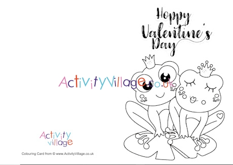 Hoppy Valentine's Day colouring card