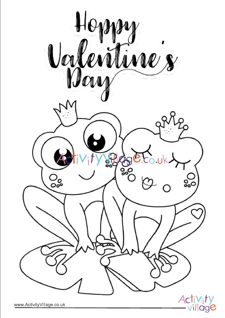 Hoppy Valentine's Day colouring page