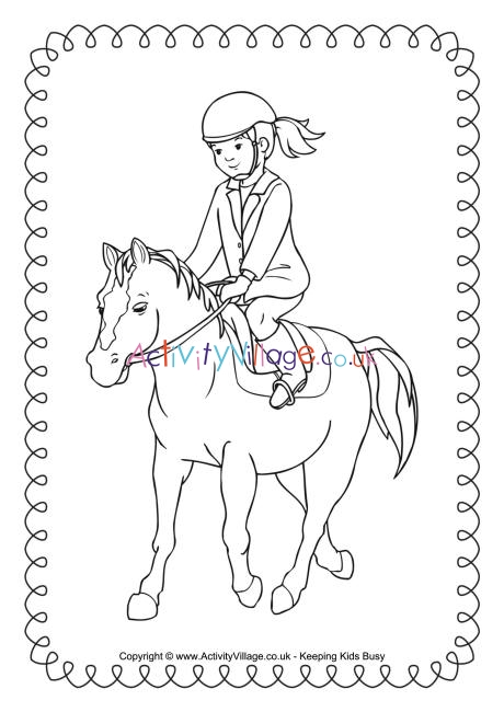 Horse riding colouring page 2