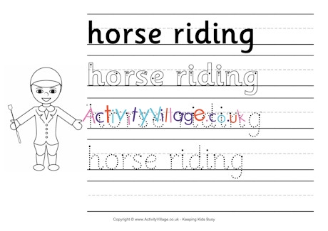 Horse riding handwriting worksheet