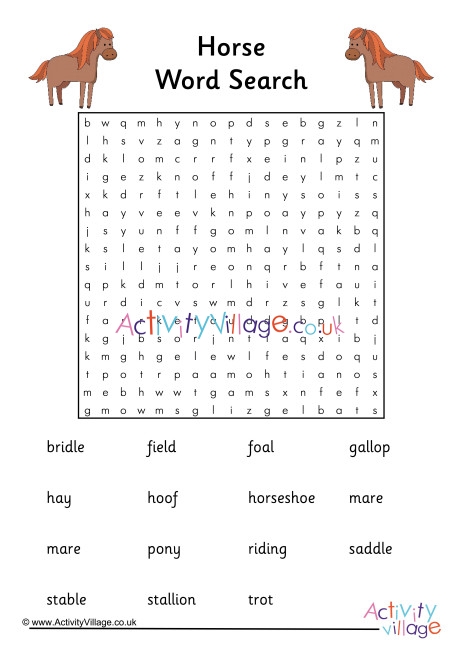 Horse Word Search