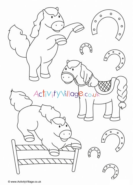 Horses Colouring Page