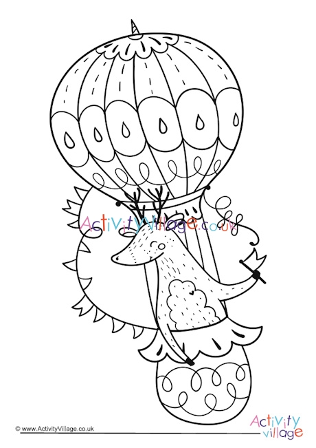 Hot air balloon colouring page 1