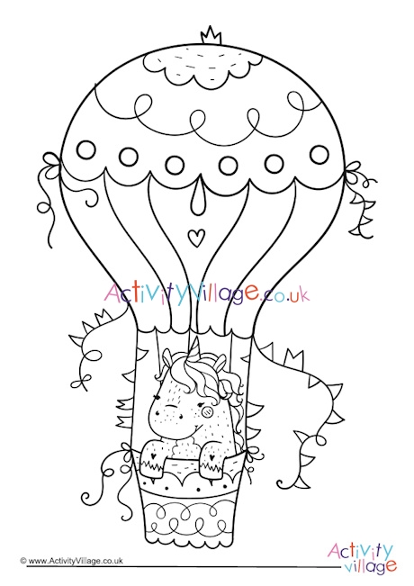 Hot air balloon colouring page 2