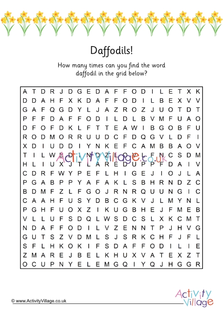 How Many Daffodils word search