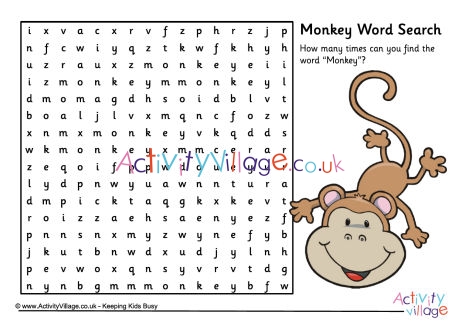 How many monkeys word search