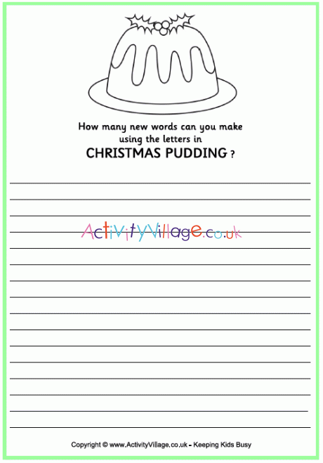 How many new words christmas pudding puzzle
