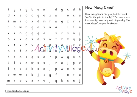 How Many Oxen Word Search