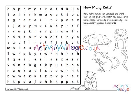 How Many Rats word search