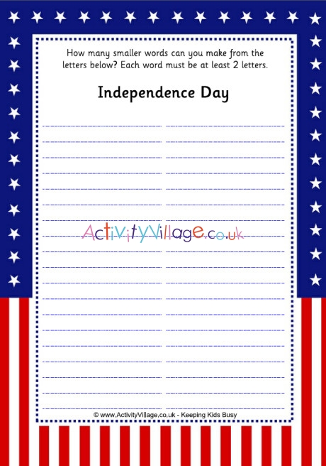 How many smaller words - Independence Day