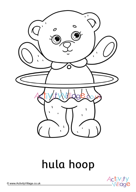 Hula hoop teddy bear colouring page