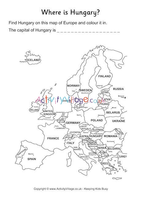 Hungary Location Worksheet