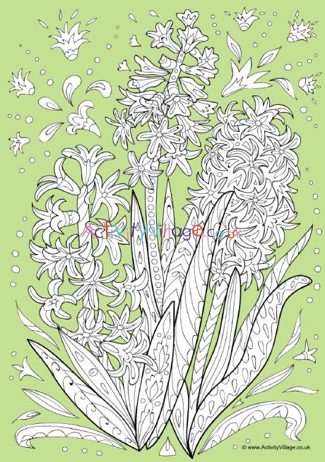 Hyacinth doodle colour pop colouring page