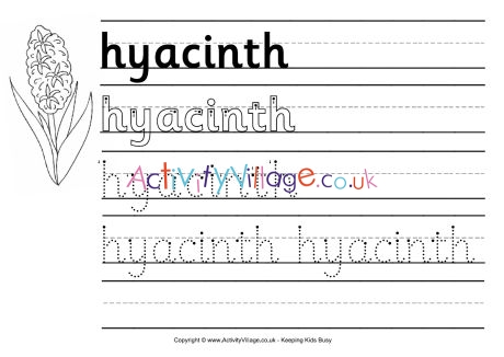 Hyacinth handwriting worksheet